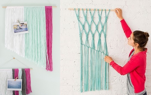 Yarn Wall Hanging for DIY wall art home decor ideas.