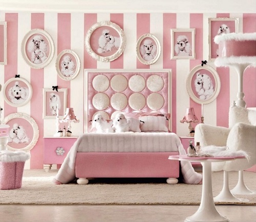 Pink color bedroom interior design ideas for girls room.