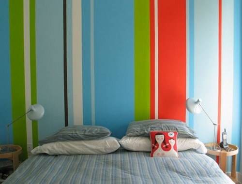 Rainbow color bedroom decor for adults.