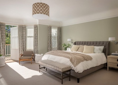 Grey and Cream bedroom interior decor.