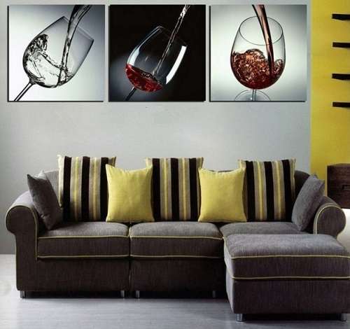 Wine lovers wall paper for living room design.