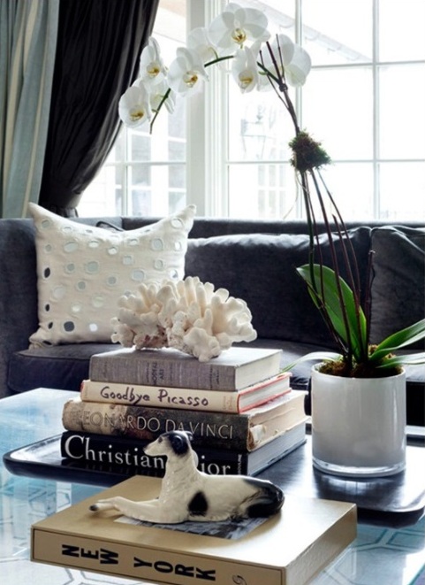 Books stack on coffee table