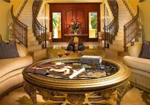 Golden table to decorate living room.