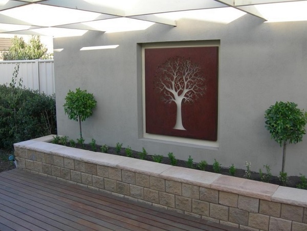 Home exterior outdoor art.