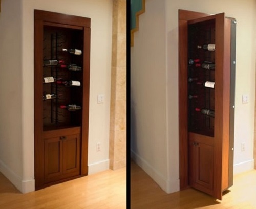 Secret door behind wine rack