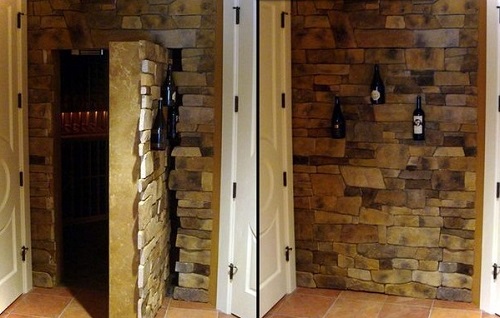 Stone-Wall hidden door in room.