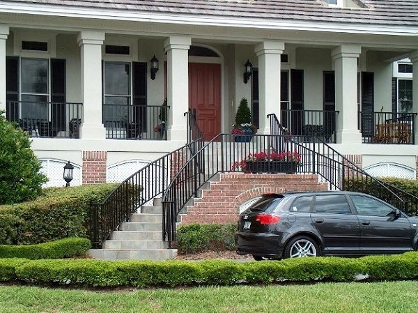 Stoop railings for home exterior design.