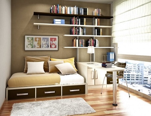 Wall of books work as lovely texture layer in home.