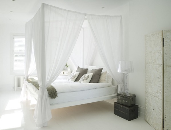 Awesome bedroom design with white walls and furniture