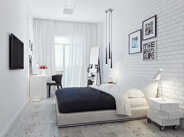 Beautiful white bedroom interior design