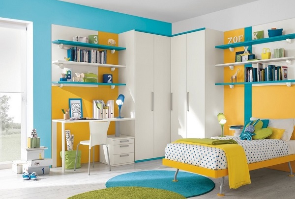 blue-yellow bedroom design idea