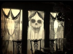 haunting curtains for hallowen day home decor ideas
