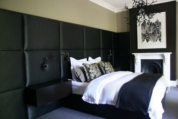 Modern black bedroom interior decor