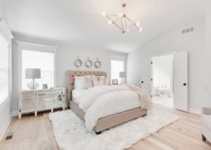 Transitional white bedroom interior design