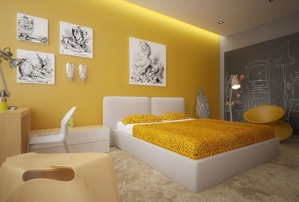 yellow bedroom interior design ideas