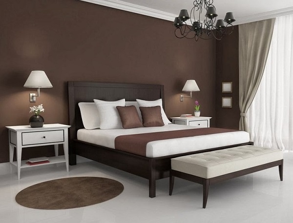 beautiful brown-white bedroom design photo