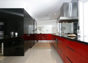 How to design red and black kitchen interior