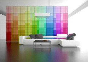 Living room decor with rainbow theme