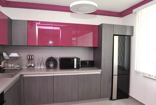 Pink and gray kitchen interior design ideas