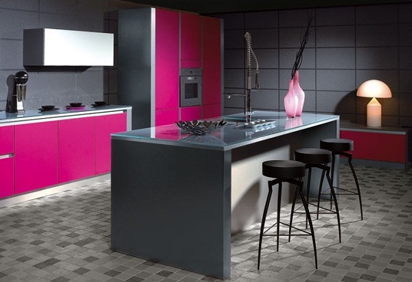 Ways to design pink and gray kitchen