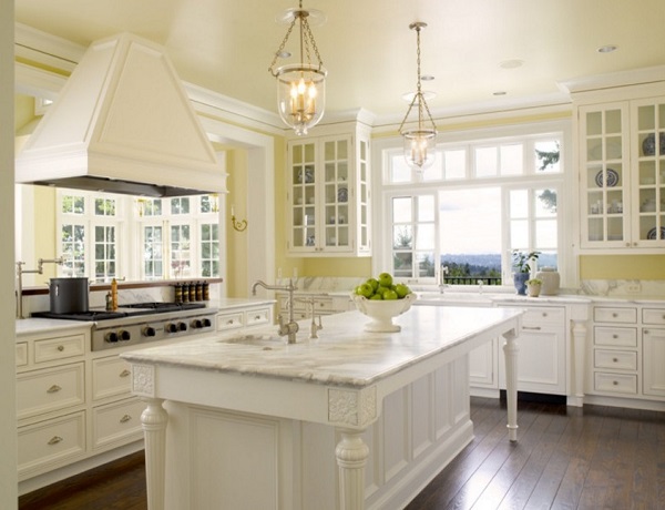 Classic yellow-white kitchen decor photos