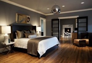 Contemporary gray bedroom decorating pictures