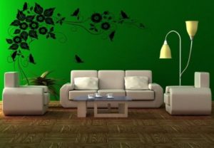 Green living room wall decor trend
