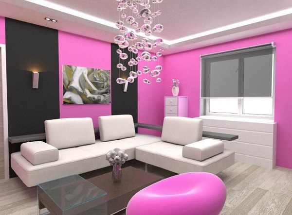 Pink living room interior decor trend