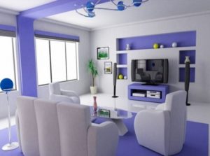 Purple-white living room design photos