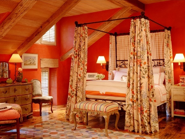 Splendid orange bedroom decoration.