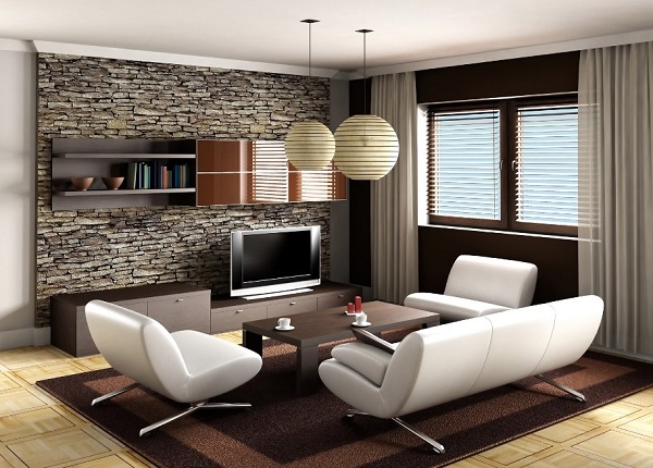 Traditional brown living room decor