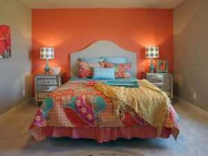 Wonderful orange colour bedroom design