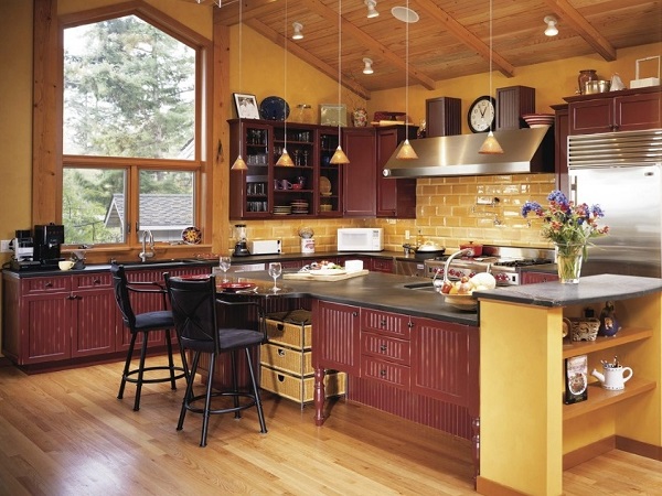 Best yellow-brown kitchen interior design.