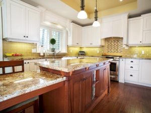 Lovely yellow-brown kitchen pictures.