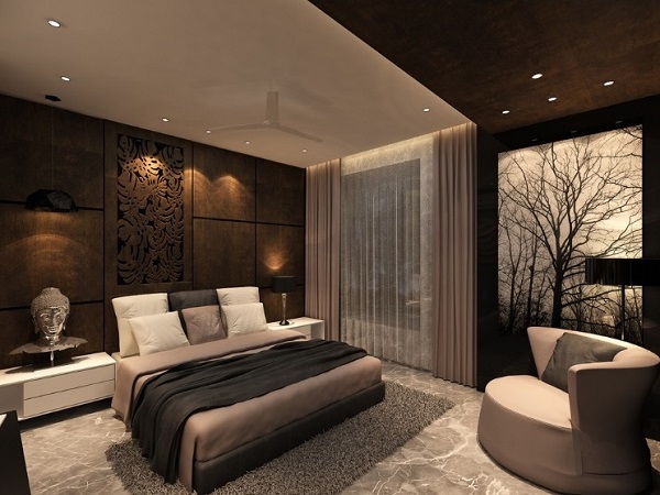 Brown bedroom design decor for modern home interior