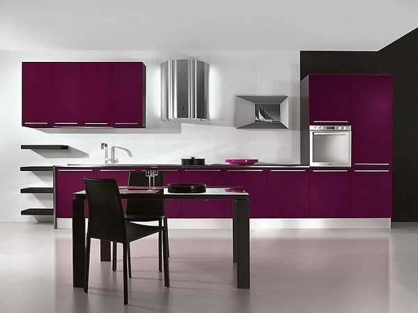 Lovely purple-gray kitchen decor