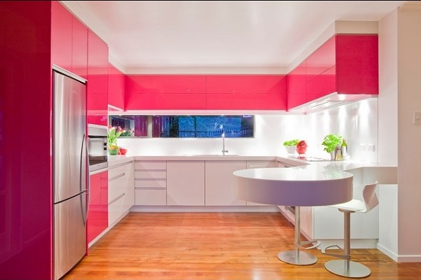 Pink-white kitchen cabinets for home decor