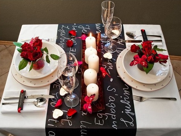 Romantic table decoration for valentine's day
