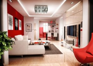 Beautiful red-white living room design