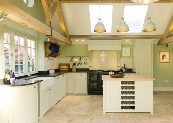 Light green-white color kitchen design