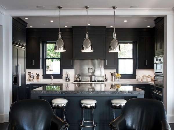 Amazing black kitchen interior decor picture
