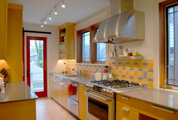 Beautiful kitchen design in yellow color