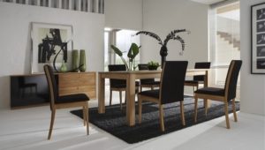 Black Rug with black dining set for living room decor