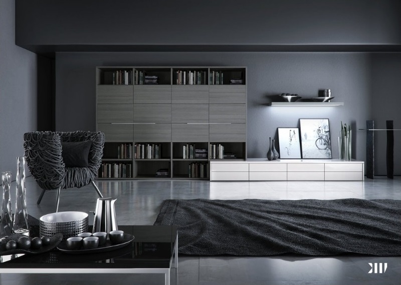 Modern black living room design