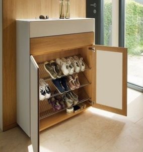 Shoe storage in a cupboard