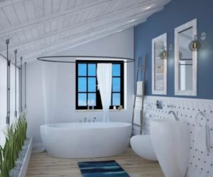 Beautiful blue bathroom design