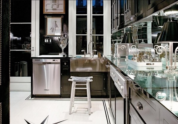 Luxury black white kitchen design photo