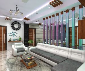 Beautiful living room designed for 3-bhk flat in Kolkata