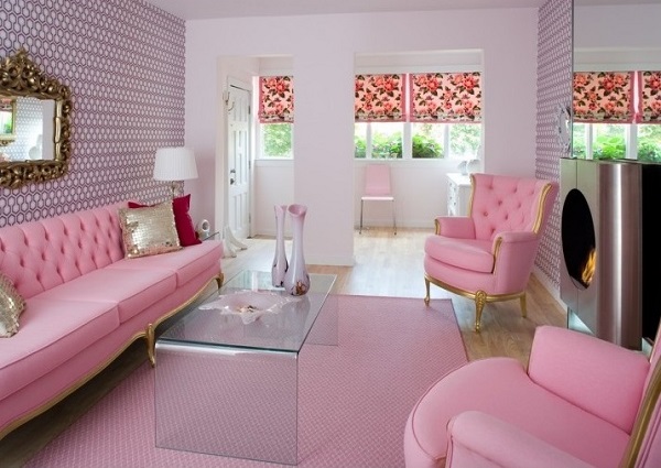 Light pink color living room design photo by homedecorbuzz
