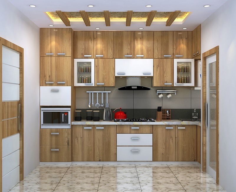 Modular kitchen interior design, decoration Kolkata 3-BHK flat | Home